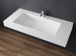 Plan vasque Design, fabrication sur mesure, Largeur 70 à 200 cm x Profondeur 40 à 60 cm, résine minérale ACRYSTONE® SOLID-SURFACE Finition lisse blanc mate, Livraison Offerte et Rapide.